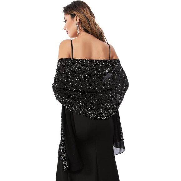 Gzcvba Sheer Chiffon Shawls & Wraps for Evening Dresses Elegant Soft Sparkly - Picture 9 of 9